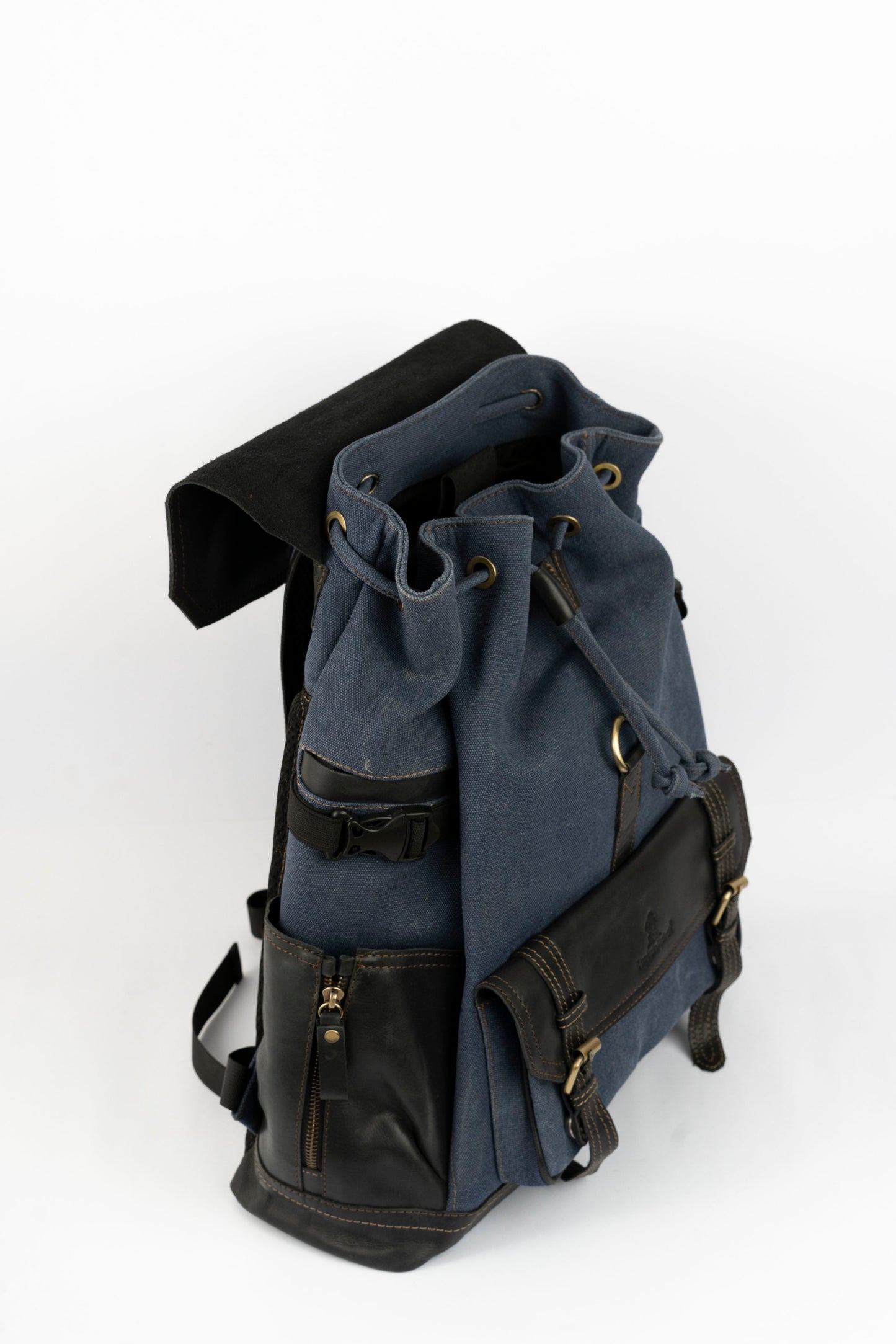 Captain Rabeh hook Backpack ''100% Cotton canvas & Cow leather''-Navy