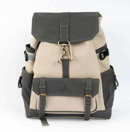 Captain Rabeh hook Backpack ''100% Cotton canvas & Cow leather''- Biege