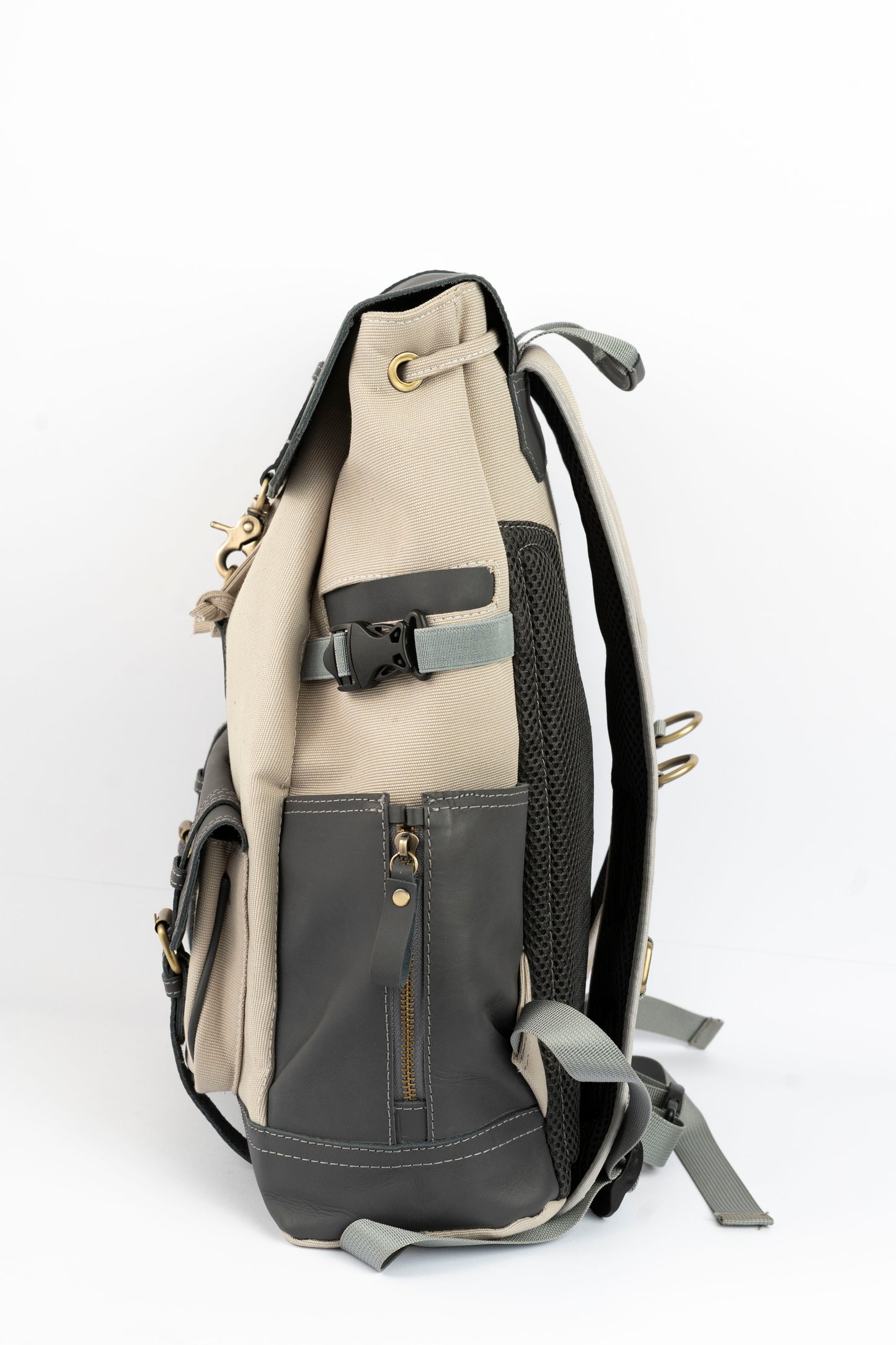Captain Rabeh hook Backpack ''100% Cotton canvas & Cow leather''- Biege