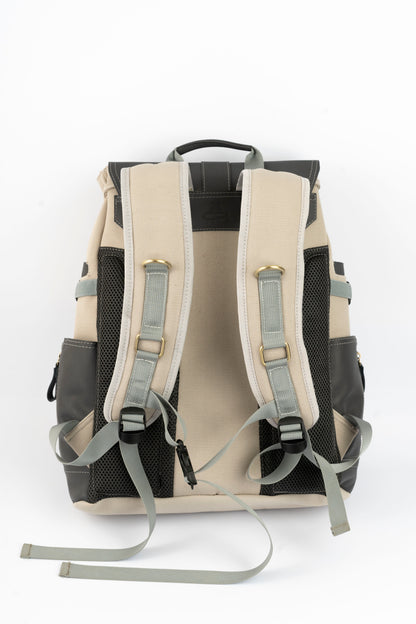 Captain Rabeh hook Backpack ''100% Cotton canvas & Cow leather''- Biege