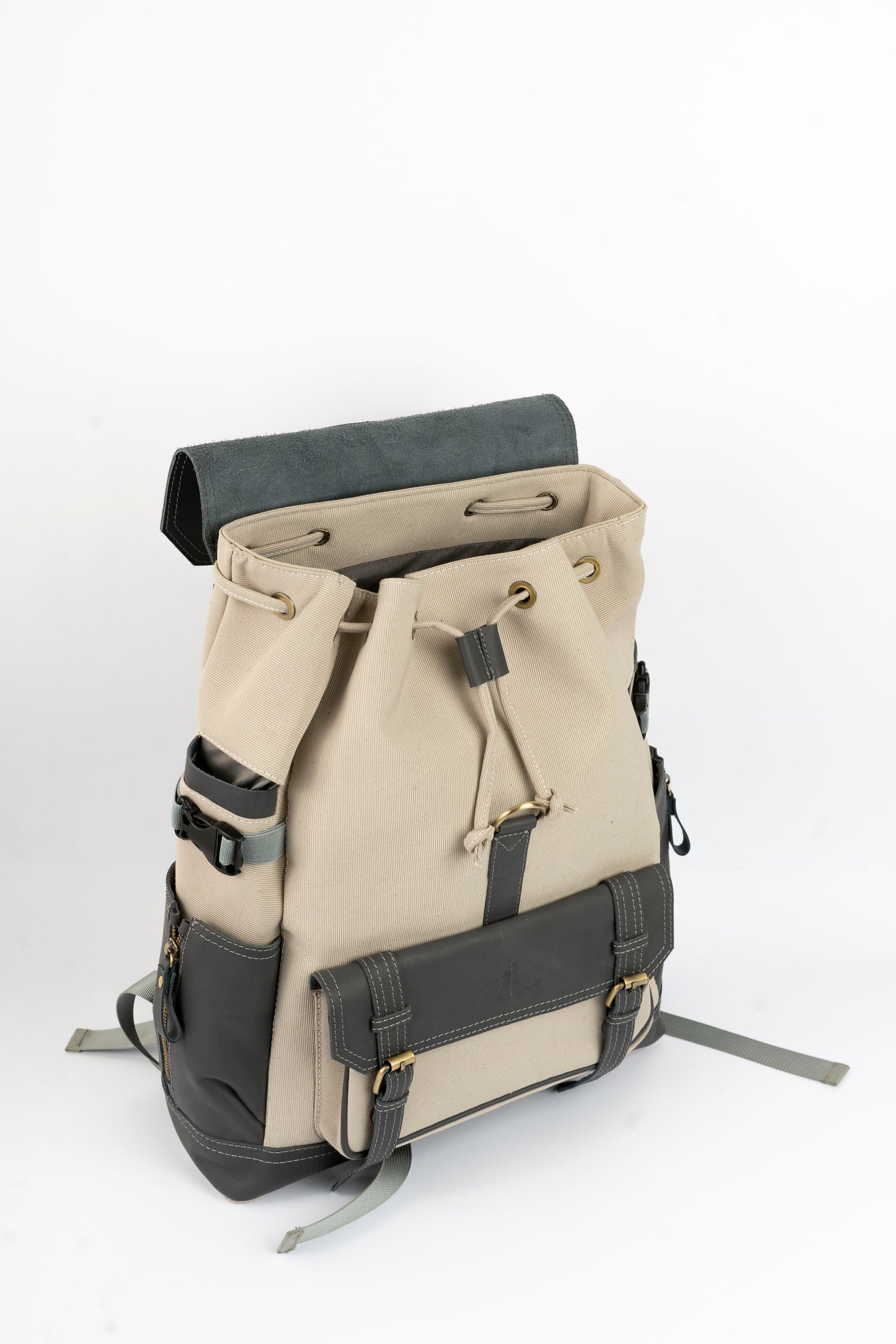 Captain Rabeh hook Backpack ''100% Cotton canvas & Cow leather''- Biege