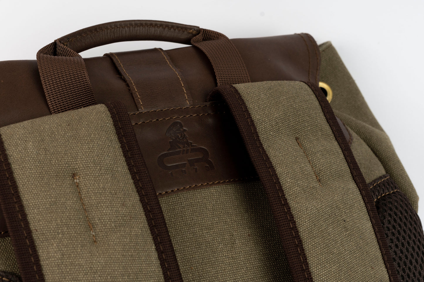 Captain Rabeh hook Backpack ''100% Cotton canvas & Cow leather''- Army Brown
