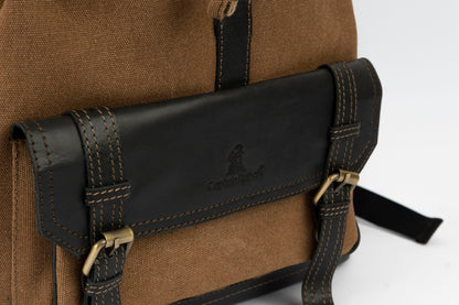 Captain Rabeh hook Backpack ''100% Cotton canvas & Cow leather''- Army Black