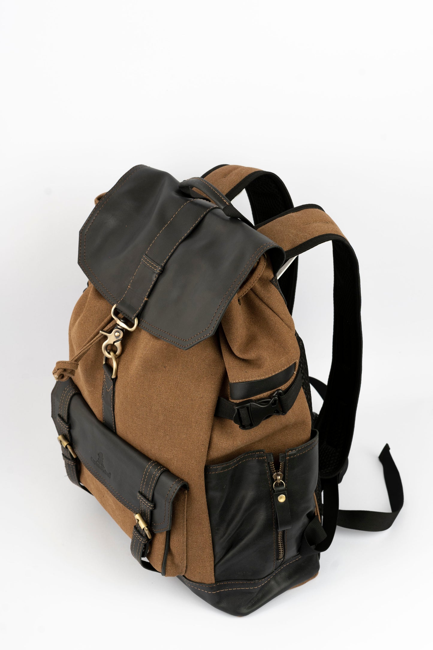 Captain Rabeh hook Backpack ''100% Cotton canvas & Cow leather''- Army Black