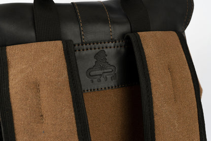Captain Rabeh hook Backpack ''100% Cotton canvas & Cow leather''- Army Black