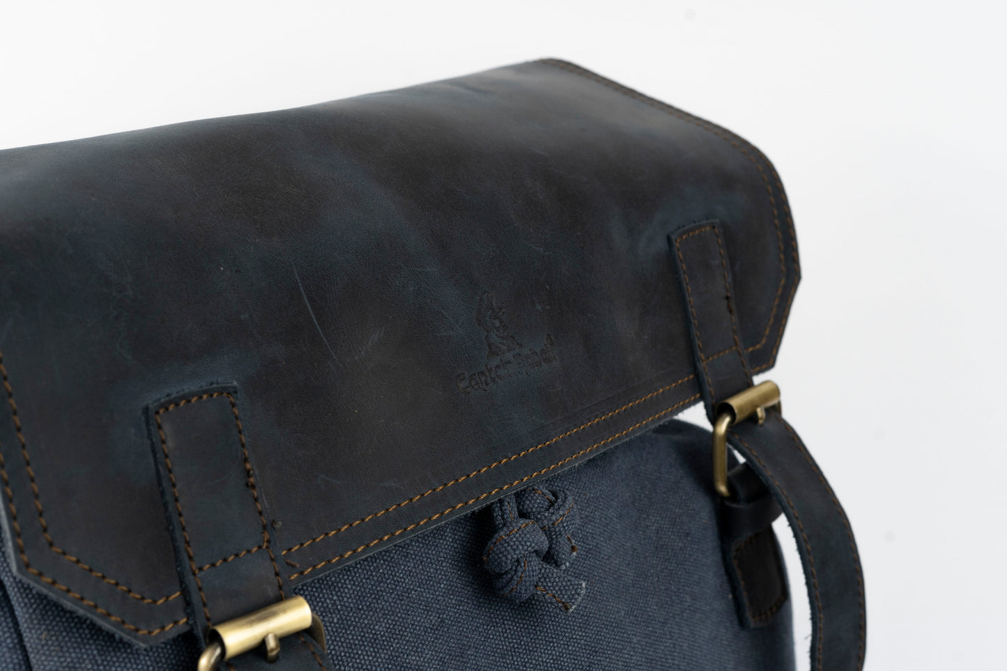 Daily Vintage Backpack ''100% Cotton canvas & Cow leather'' – Navy