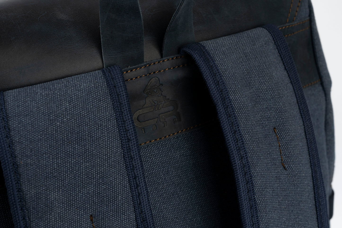 Daily Vintage Backpack ''100% Cotton canvas & Cow leather'' – Navy