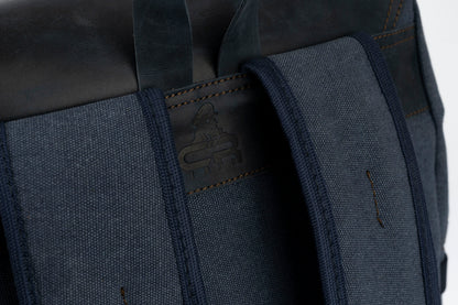 Daily Vintage Backpack ''100% Cotton canvas & Cow leather'' – Navy