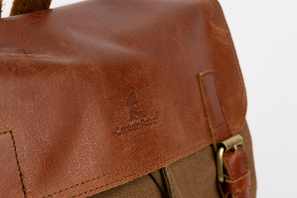 Daily Vintage Backpack ''100% Cotton canvas & Cow leather'' – Havana Brown