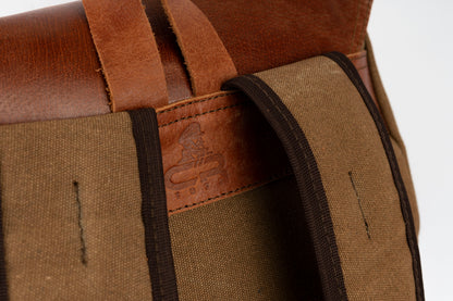 Daily Vintage Backpack ''100% Cotton canvas & Cow leather'' – Havana Brown
