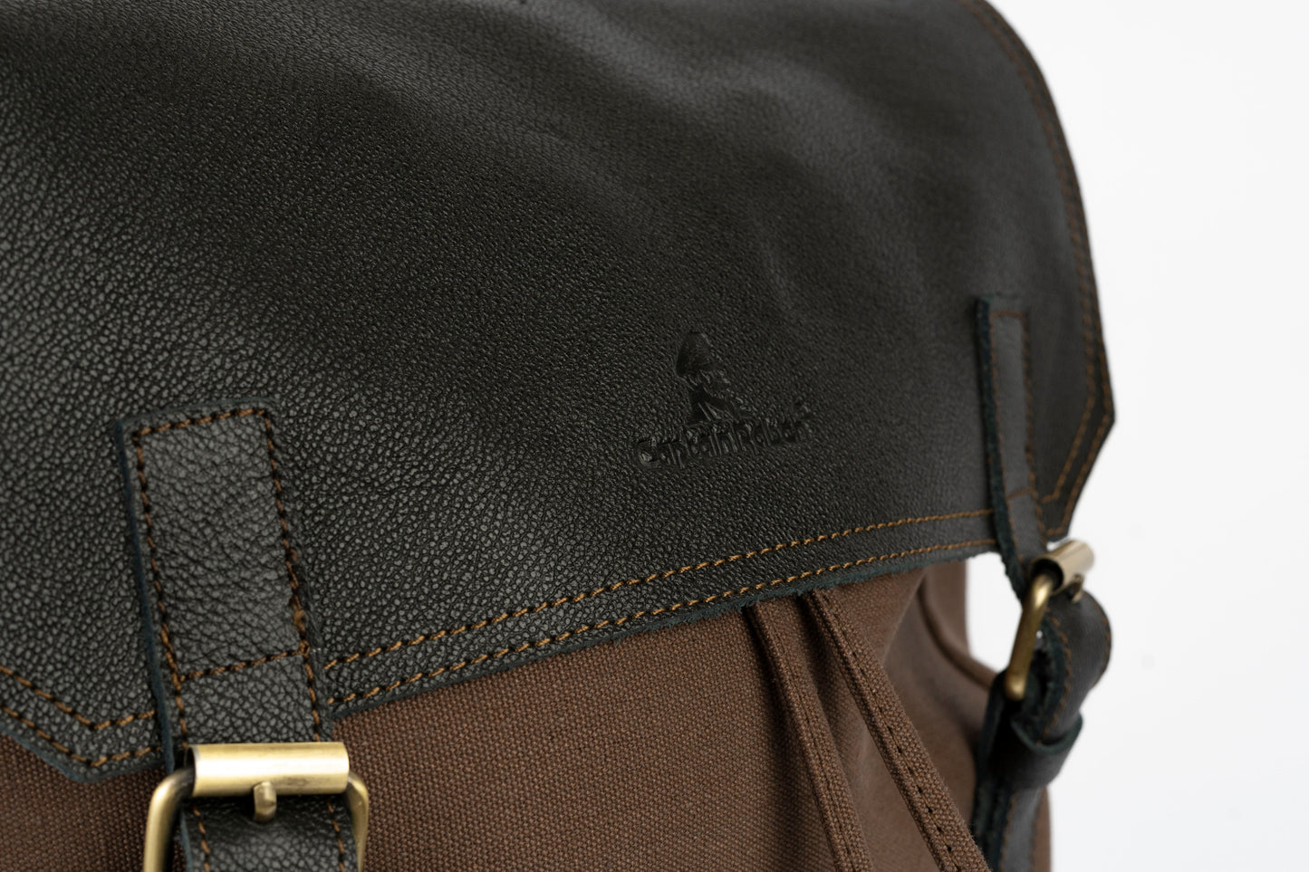 Daily Vintage Backpack ''100% Cotton canvas & Cow leather'' – Brown Black