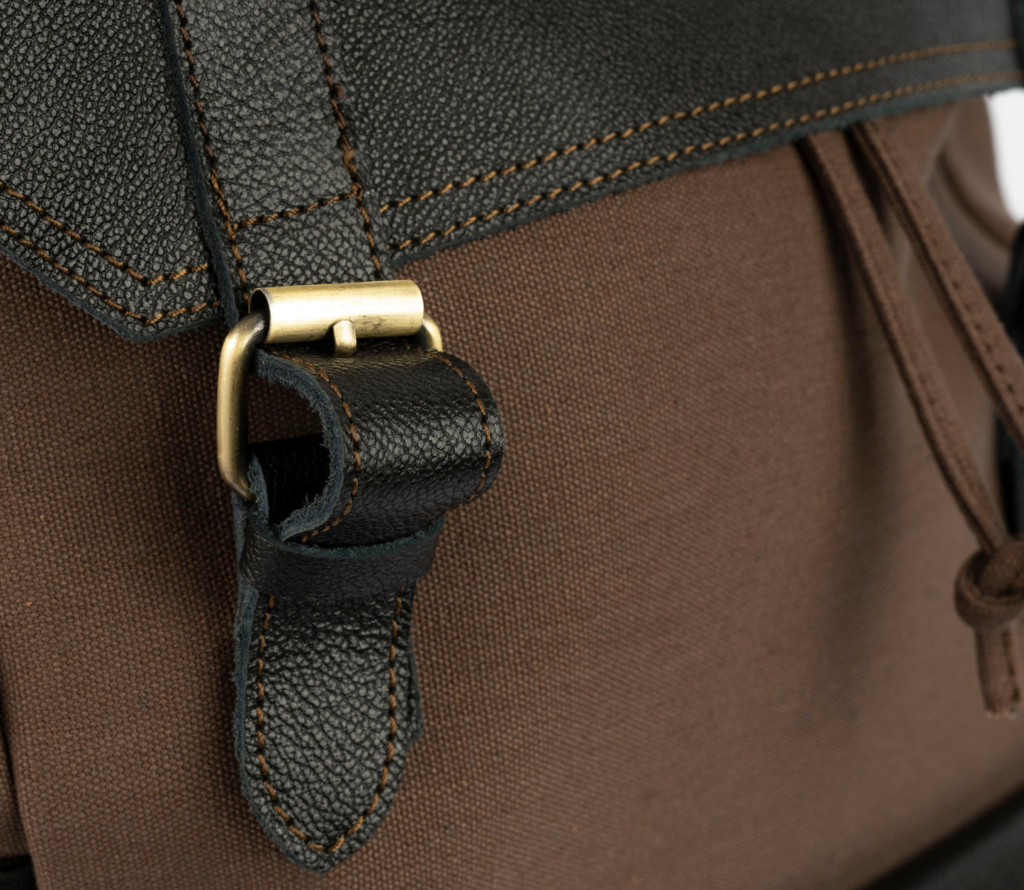 Daily Vintage Backpack ''100% Cotton canvas & Cow leather'' – Brown Black