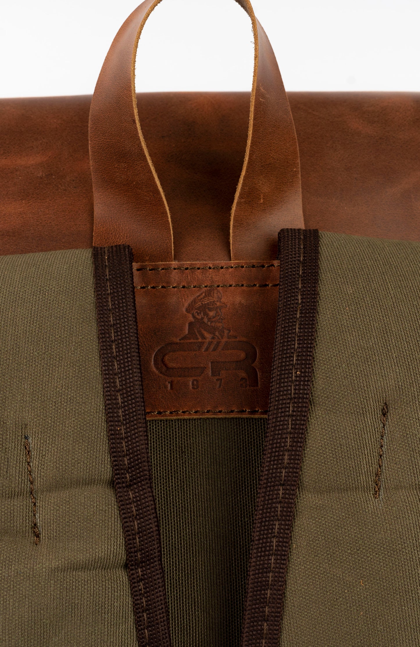 Daily Vintage Backpack ''100% Cotton canvas & Cow leather'' – Olive Brown