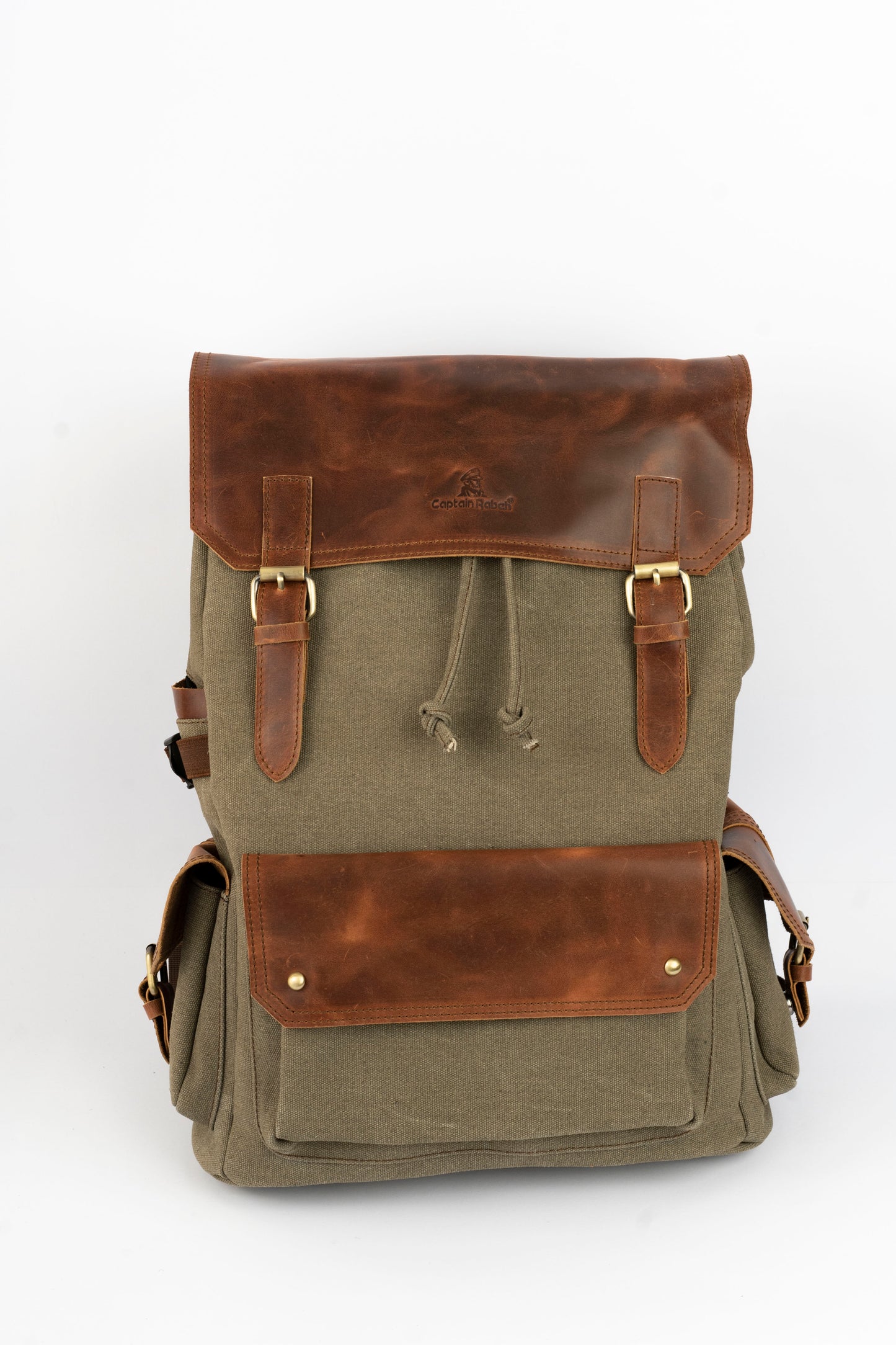 Daily Vintage Backpack ''100% Cotton canvas & Cow leather'' – Army Brown