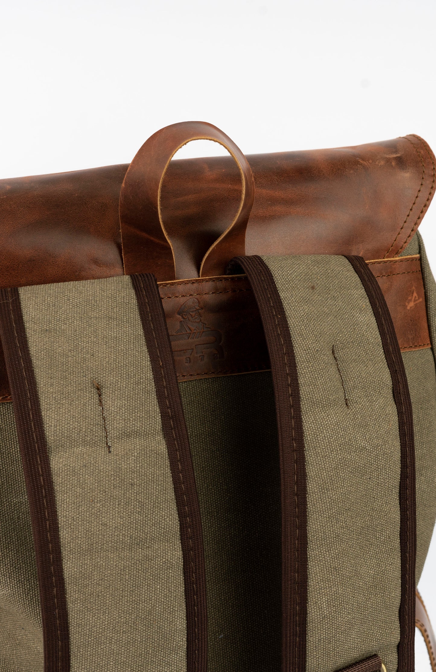 Daily Vintage Backpack ''100% Cotton canvas & Cow leather'' – Army Brown