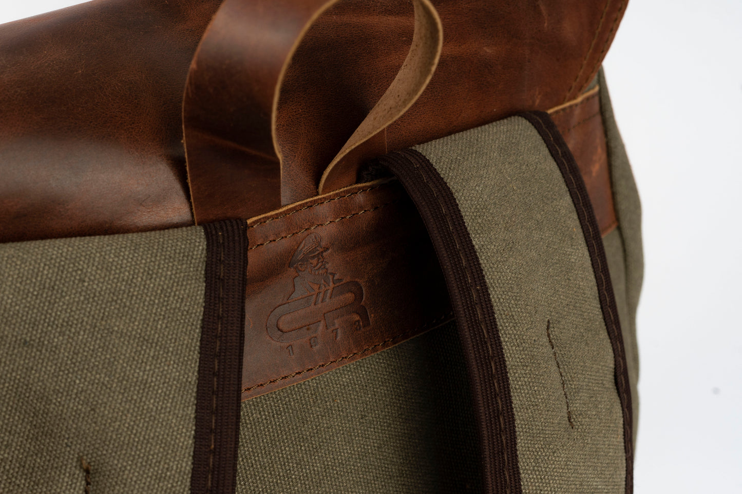 Daily Vintage Backpack ''100% Cotton canvas & Cow leather'' – Army Brown