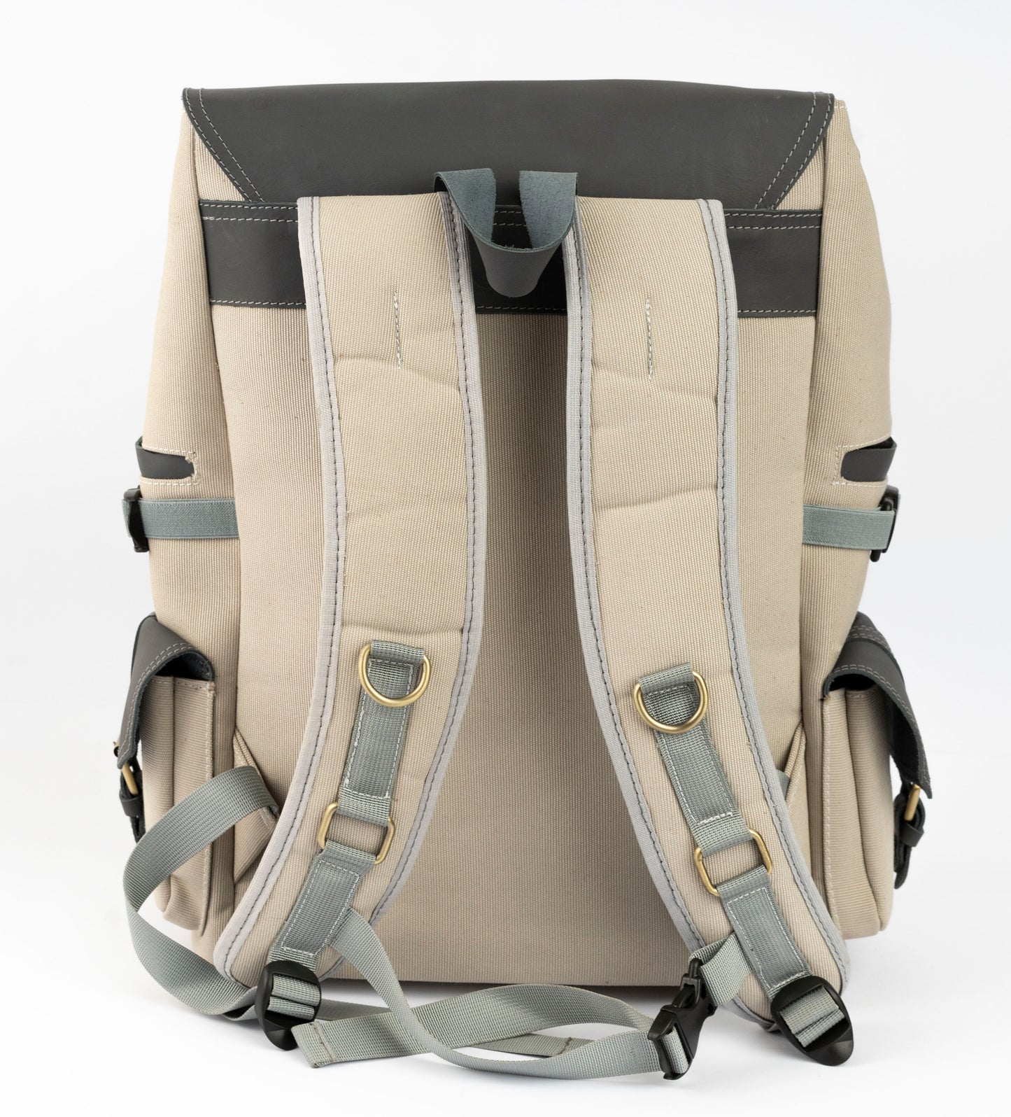Daily Vintage Backpack ''100% Cotton canvas & Cow leather'' – White