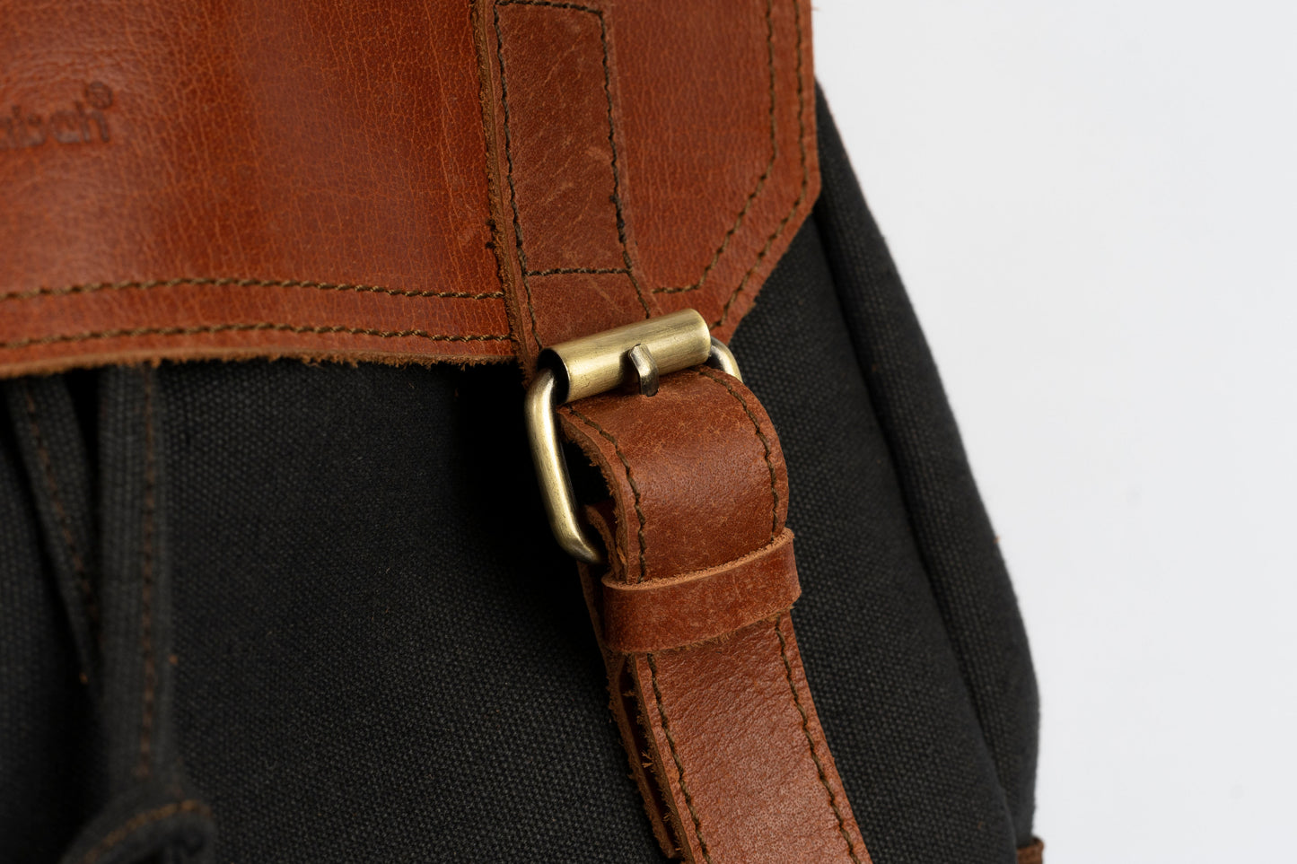 Daily Vintage Backpack ''100% Cotton canvas & Cow leather'' – Black