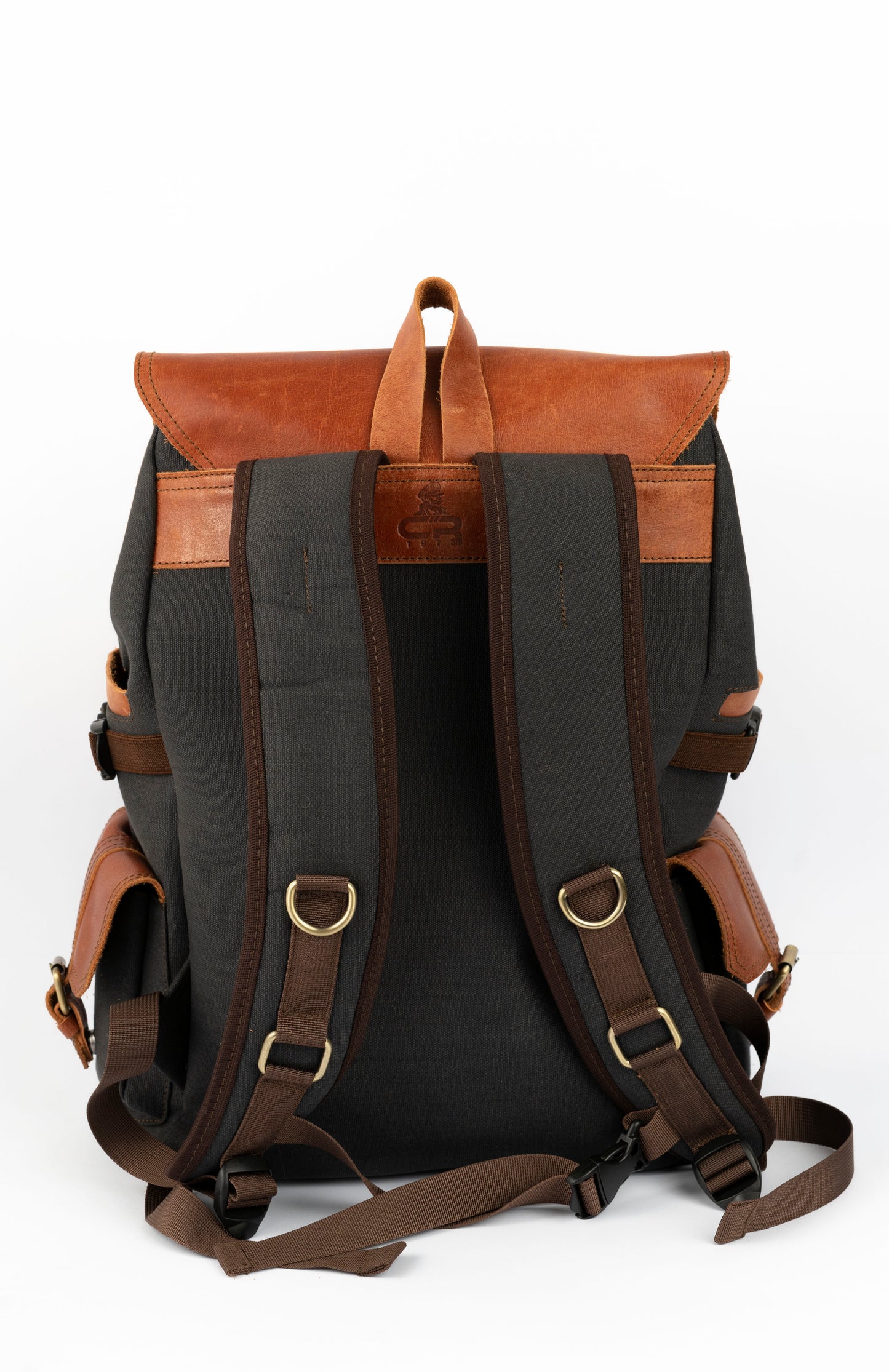 Daily Vintage Backpack ''100% Cotton canvas & Cow leather'' – Black