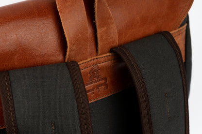 Daily Vintage Backpack ''100% Cotton canvas & Cow leather'' – Black