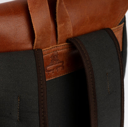 Daily Vintage Backpack ''100% Cotton canvas & Cow leather'' – Black