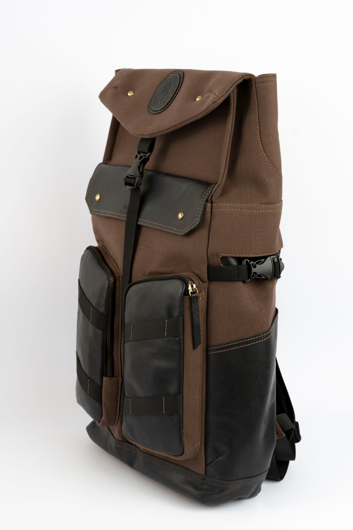 Captain Rabeh Waxed Canvas Travel Backpack - Deep Brown