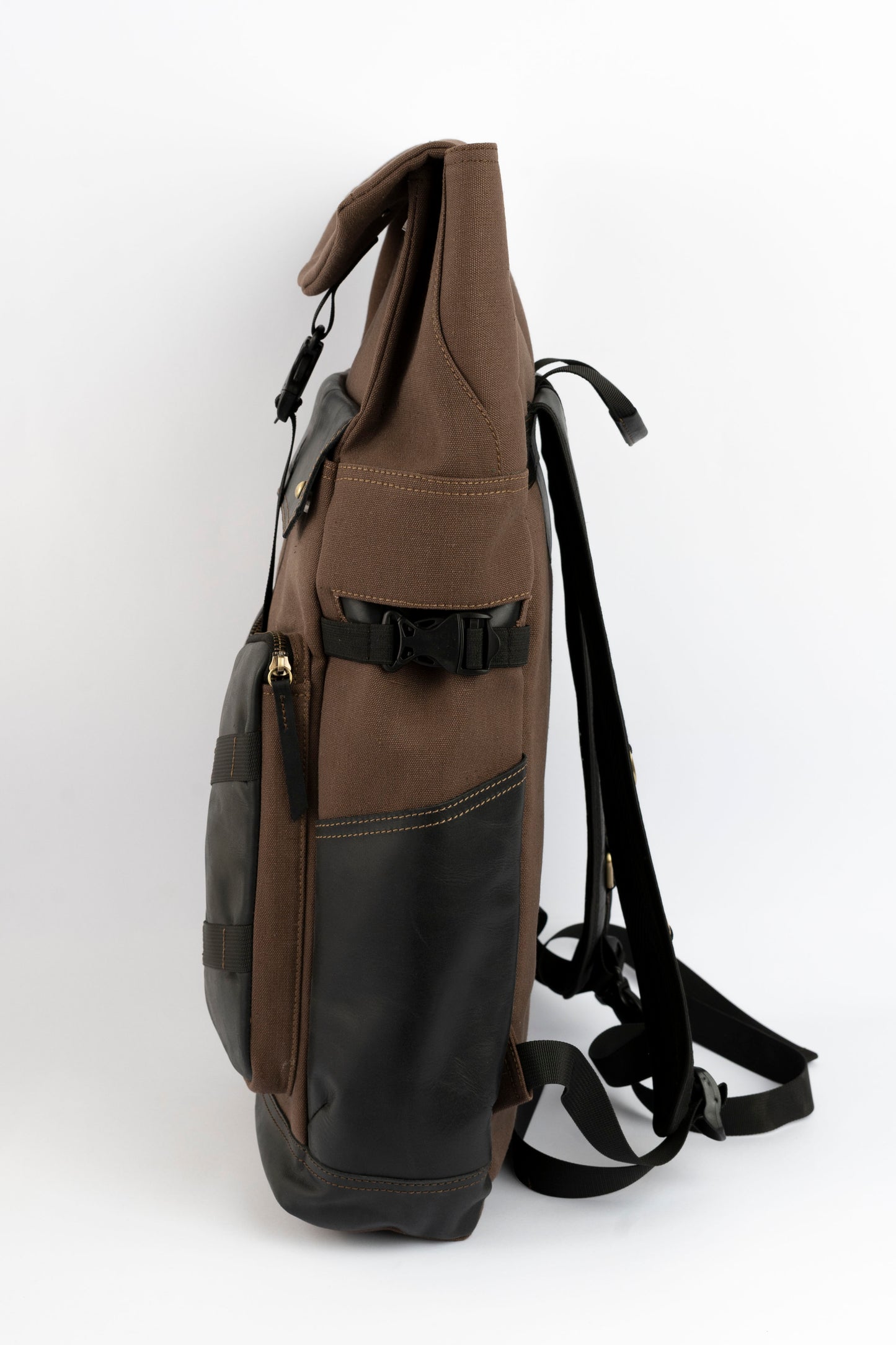 Captain Rabeh Waxed Canvas Travel Backpack - Deep Brown