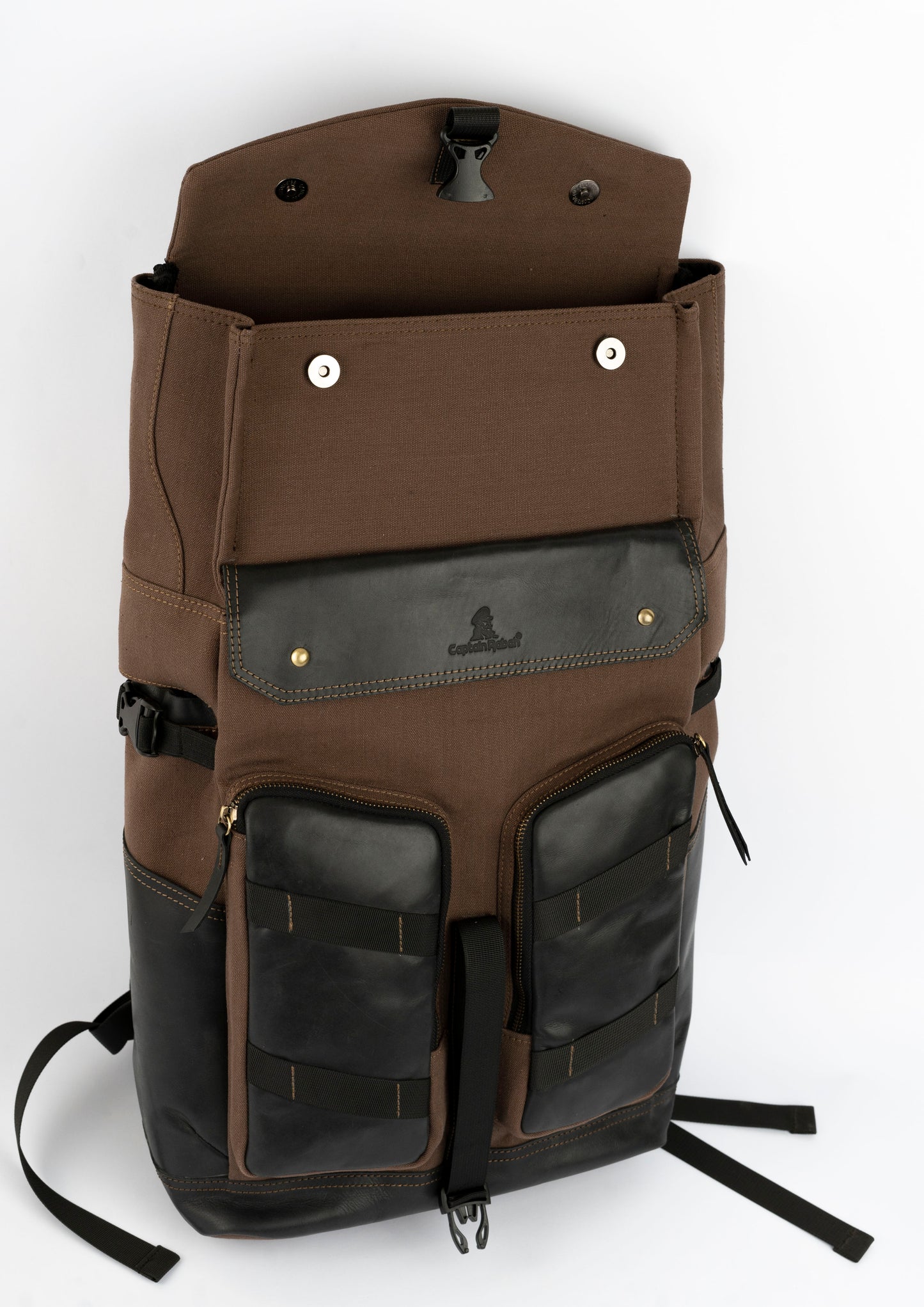 Captain Rabeh Waxed Canvas Travel Backpack - Deep Brown