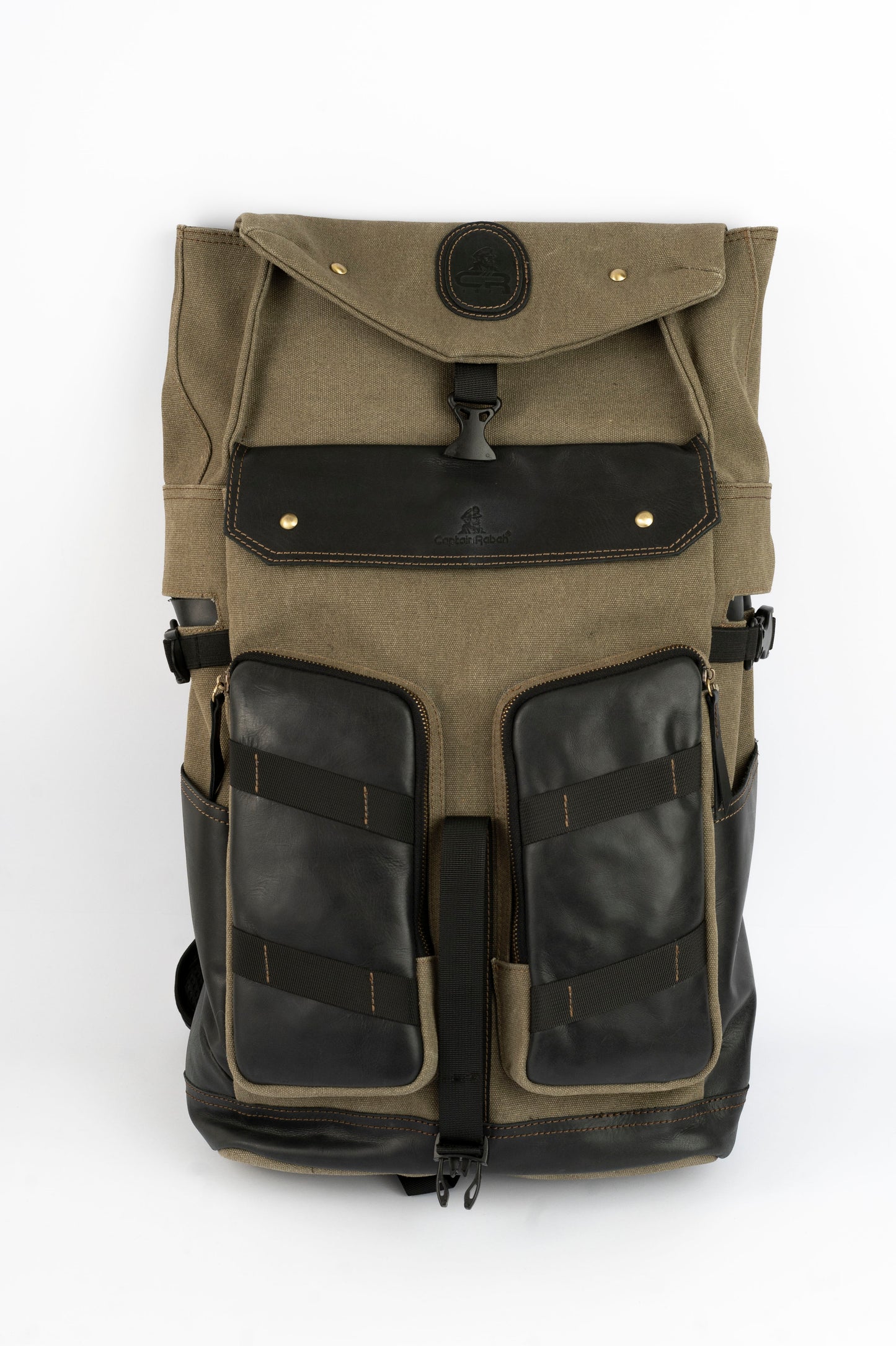 Captain Rabeh Waxed Canvas Travel Backpack - Army Black