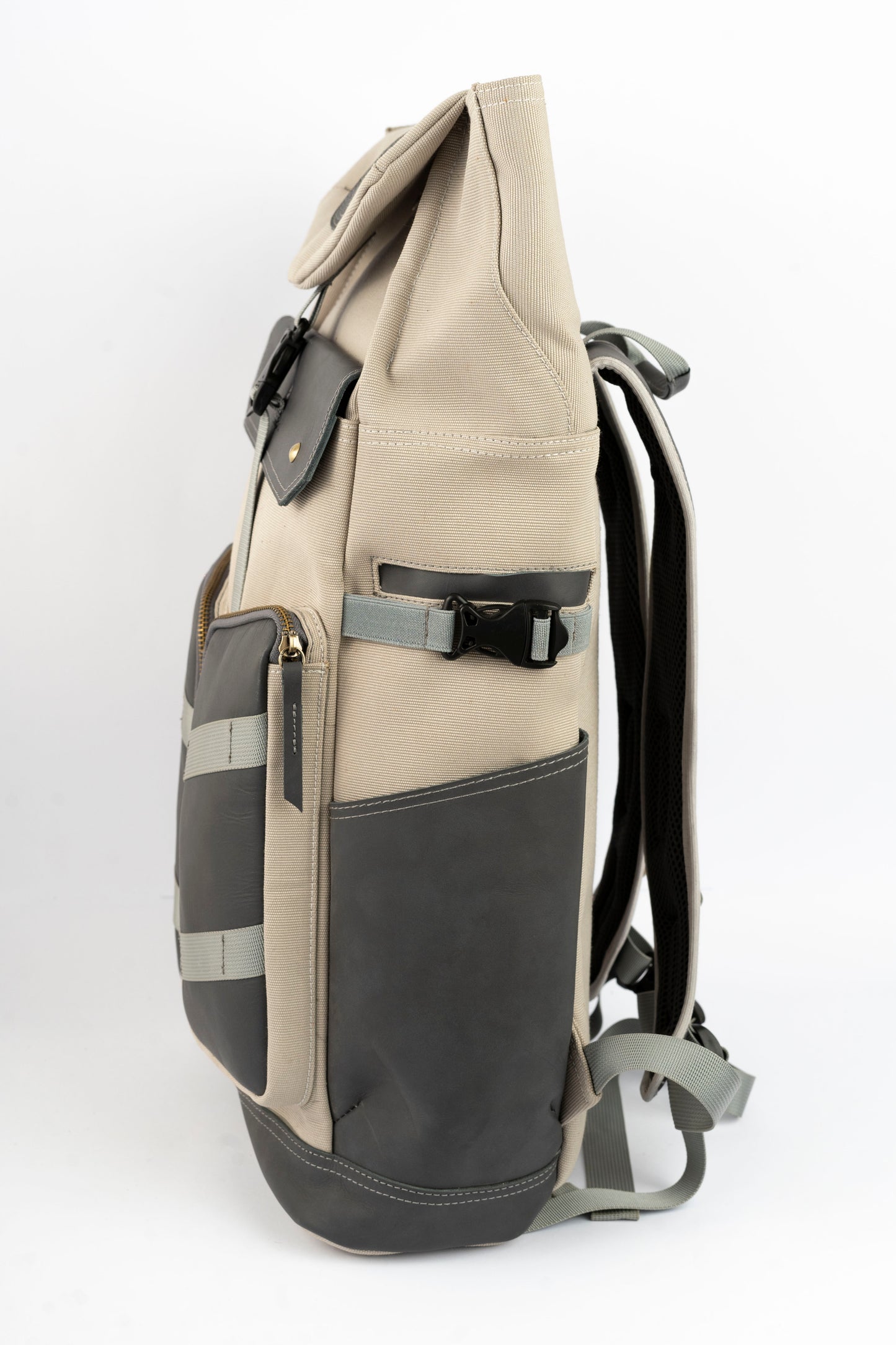 Captain Rabeh Waxed Canvas Travel Backpack - Biege