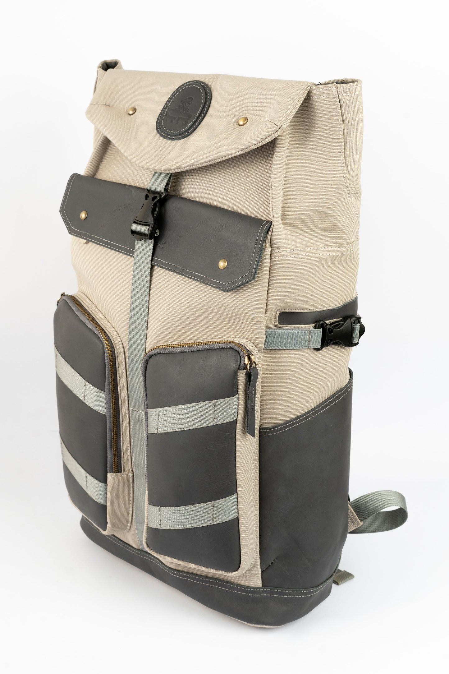 Captain Rabeh Waxed Canvas Travel Backpack - Biege