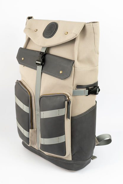 Captain Rabeh Waxed Canvas Travel Backpack - Biege