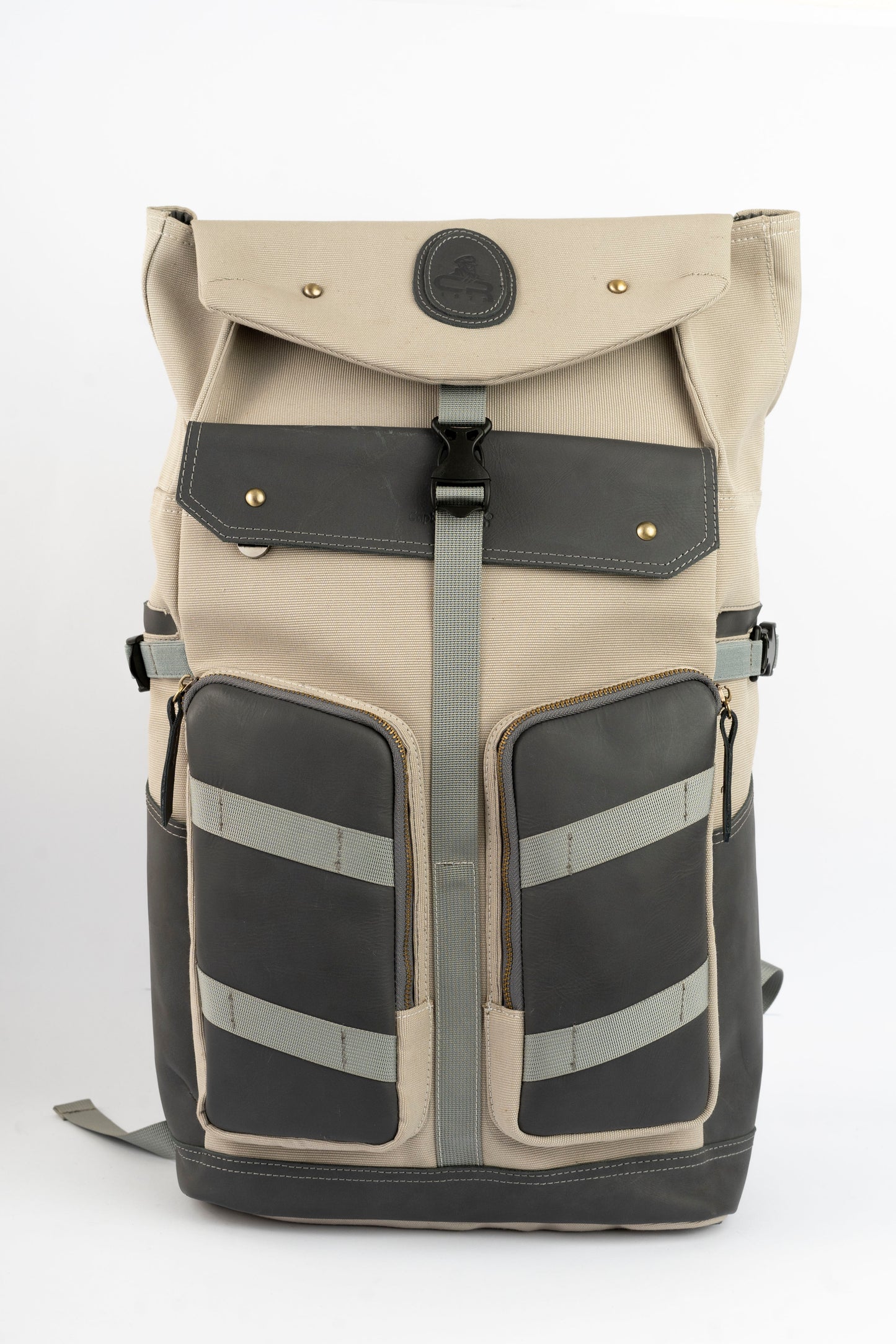 Captain Rabeh Waxed Canvas Travel Backpack - Biege