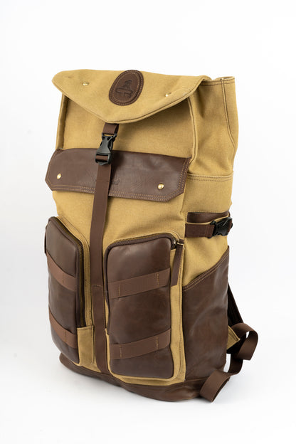 Captain Rabeh Waxed Canvas Travel Backpack - Tan