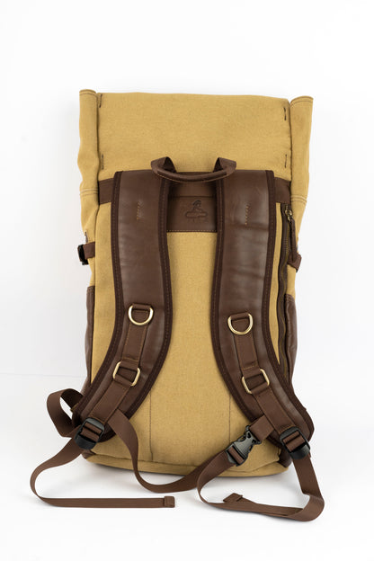 Captain Rabeh Waxed Canvas Travel Backpack - Tan