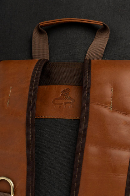 Captain Rabeh Waxed Canvas Travel Backpack - Havana Black