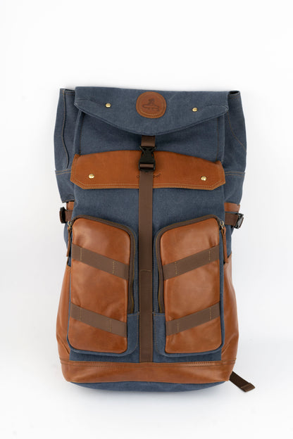 Captain Rabeh Waxed Canvas Travel Backpack - Havana Navy