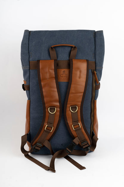 Captain Rabeh Waxed Canvas Travel Backpack - Havana Navy