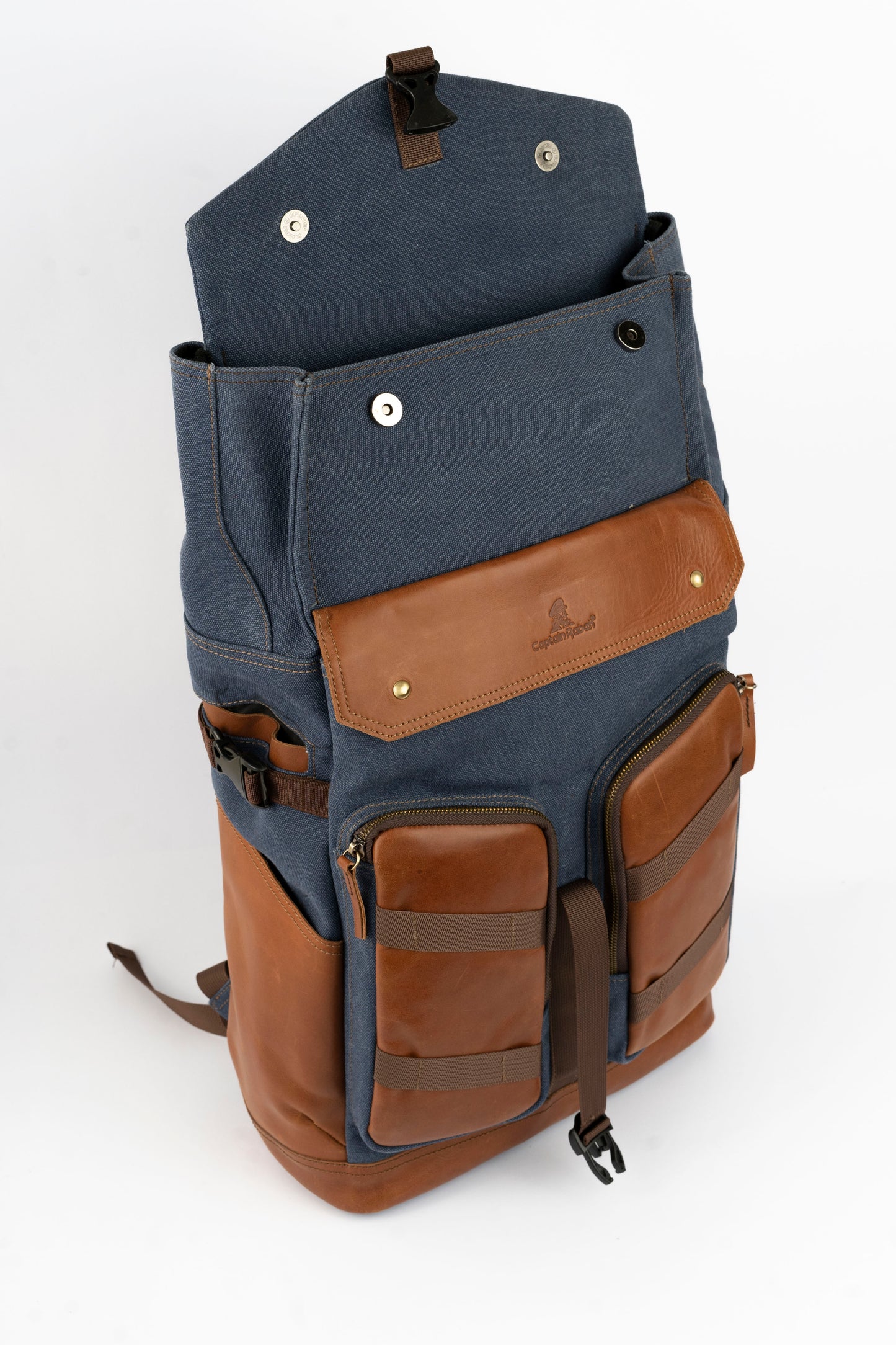 Captain Rabeh Waxed Canvas Travel Backpack - Havana Navy