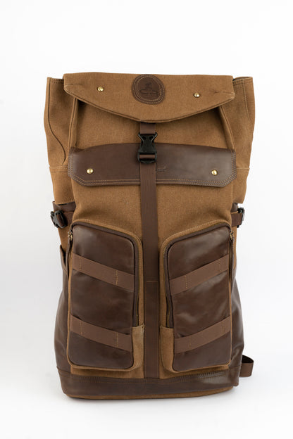 Captain Rabeh Waxed Canvas Travel Backpack -Vintage Brown