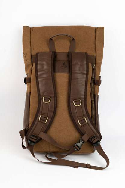 Captain Rabeh Waxed Canvas Travel Backpack -Vintage Brown