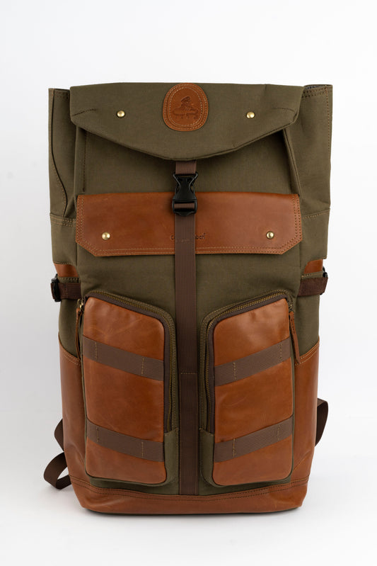 Captain Rabeh Waxed Canvas Travel Backpack -Vintage Brown