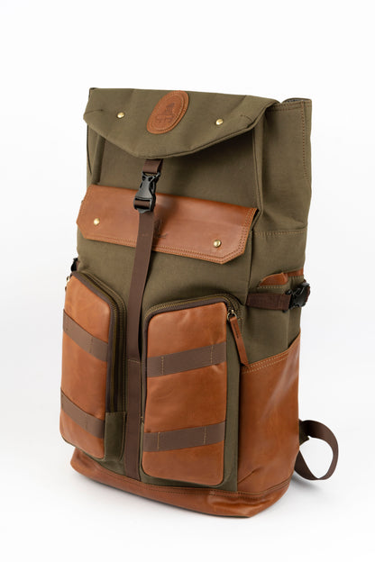 Captain Rabeh Waxed Canvas Travel Backpack -Vintage Brown