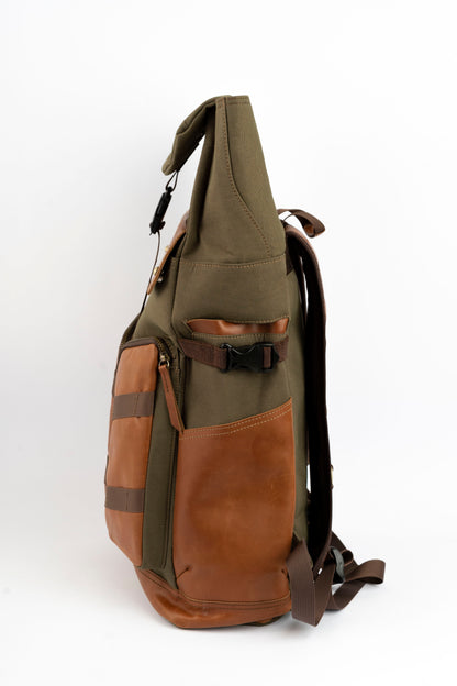 Captain Rabeh Waxed Canvas Travel Backpack -Vintage Brown