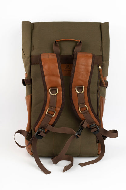 Captain Rabeh Waxed Canvas Travel Backpack -Vintage Brown